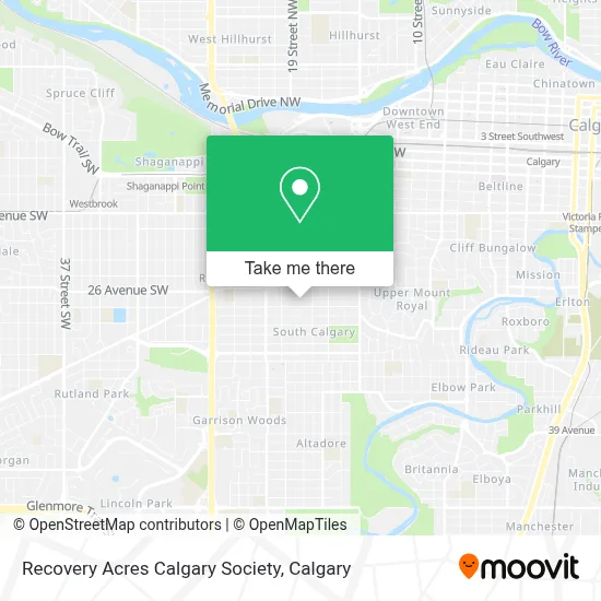 Recovery Acres Calgary Society map