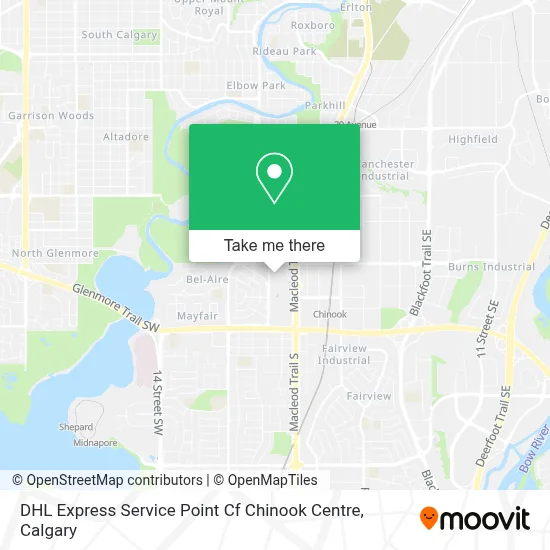 DHL Express Service Point Cf Chinook Centre map