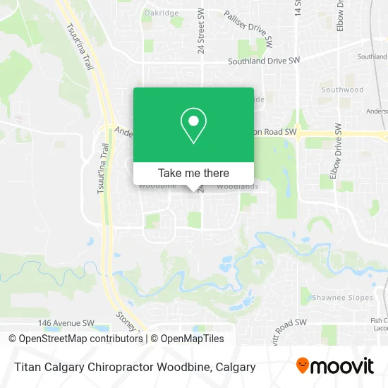Titan Calgary Chiropractor Woodbine map