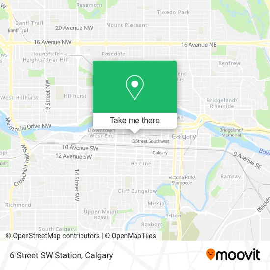 6 Street SW Station map