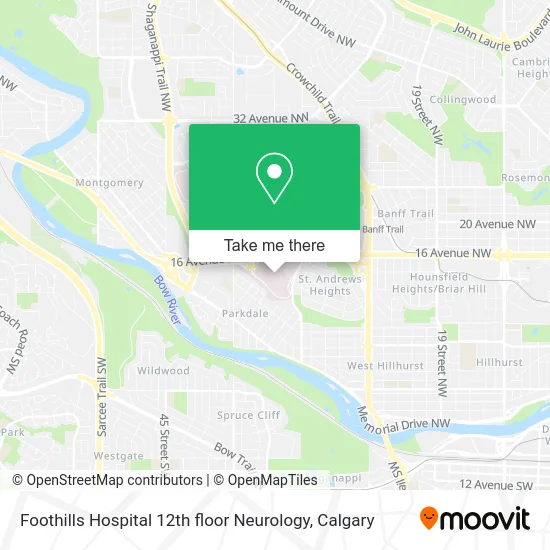 Foothills Hospital 12th floor Neurology map