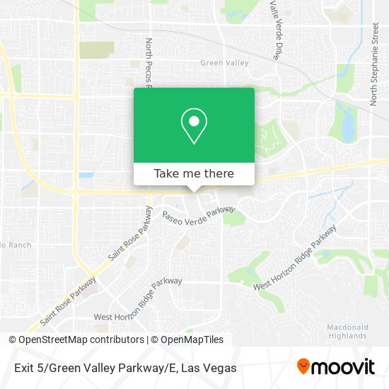 Exit 5/Green Valley Parkway/E map