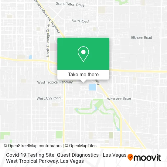 Covid-19 Testing Site: Quest Diagnostics - Las Vegas West Tropical Parkway map