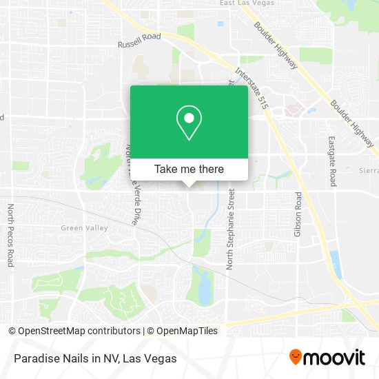 Paradise Nails in NV map
