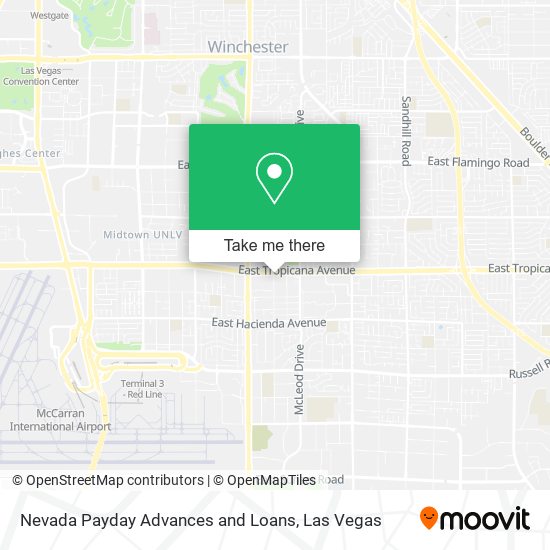 Nevada Payday Advances and Loans map