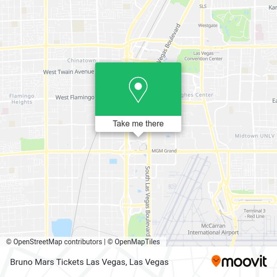 Mapa de Bruno Mars Tickets Las Vegas