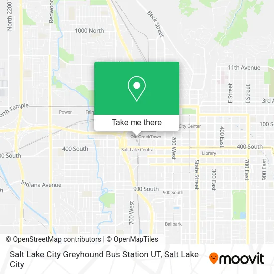 Salt Lake City Greyhound Bus Station UT map