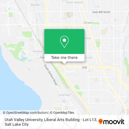 Utah Valley University, Liberal Arts Building - Lot L13 map