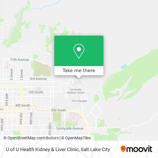 Mapa de U of U Health Kidney & Liver Clinic