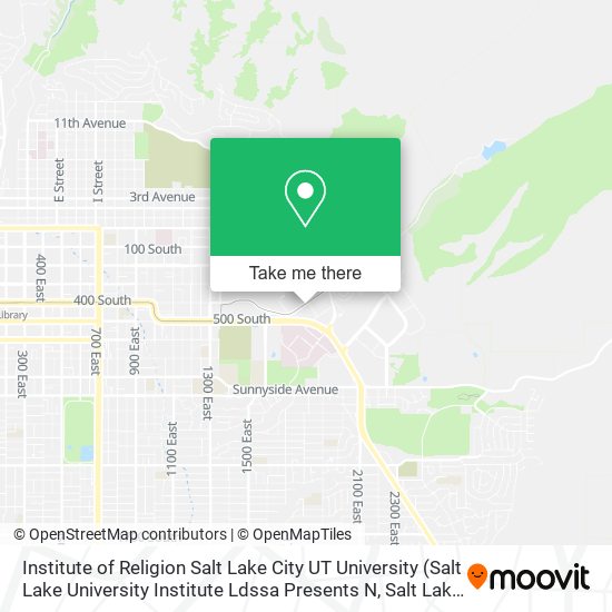 Mapa de Institute of Religion Salt Lake City UT University