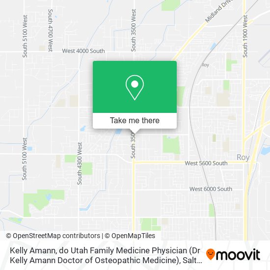 Mapa de Kelly Amann, do Utah Family Medicine Physician (Dr Kelly Amann Doctor of Osteopathic Medicine)