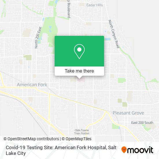 Covid-19 Testing Site: American Fork Hospital map