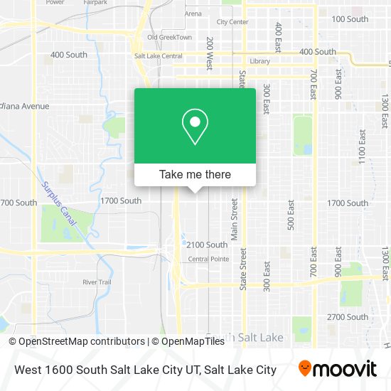 West 1600 South Salt Lake City UT map