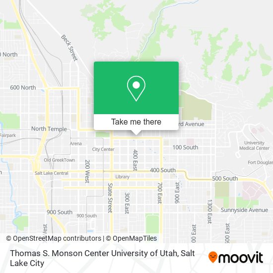 Mapa de Thomas S. Monson Center University of Utah