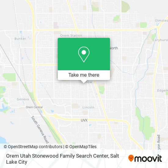 Mapa de Orem Utah Stonewood Family Search Center