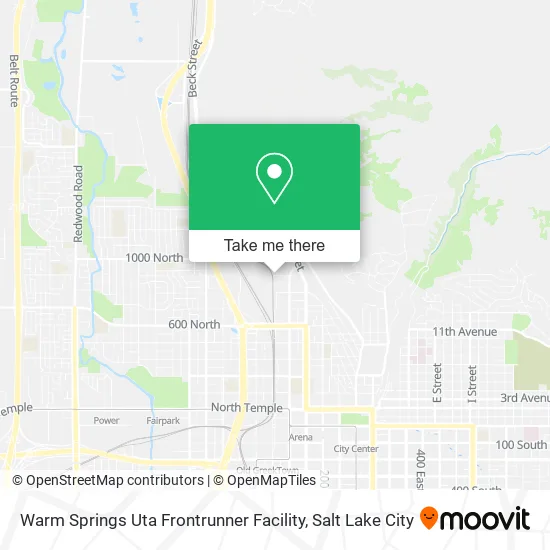 Mapa de Warm Springs Uta Frontrunner Facility