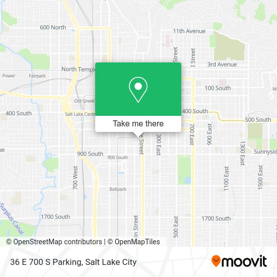 Mapa de 36 E 700 S Parking