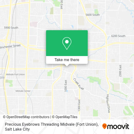 Precious Eyebrows Threading Midvale (Fort Union) map