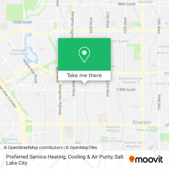 Preferred Service Heating, Cooling & Air Purity map