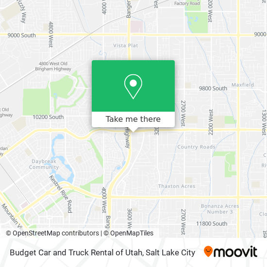 Budget Car and Truck Rental of Utah map