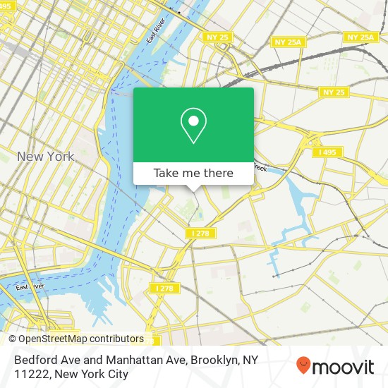 Mapa de Bedford Ave and Manhattan Ave, Brooklyn, NY 11222