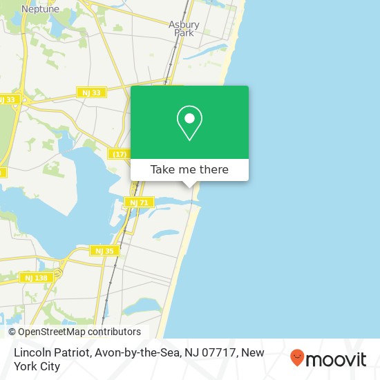 Mapa de Lincoln Patriot, Avon-by-the-Sea, NJ 07717