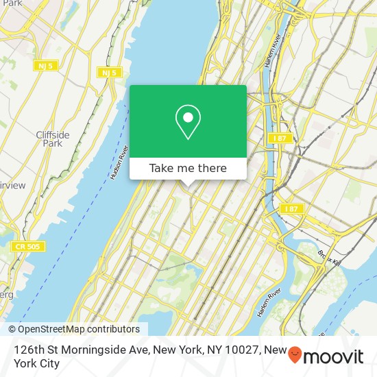 126th St Morningside Ave, New York, NY 10027 map