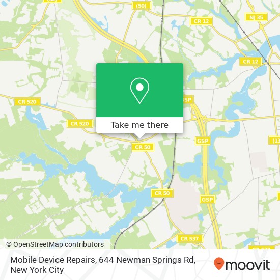 Mapa de Mobile Device Repairs, 644 Newman Springs Rd