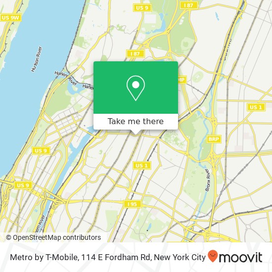 Mapa de Metro by T-Mobile, 114 E Fordham Rd