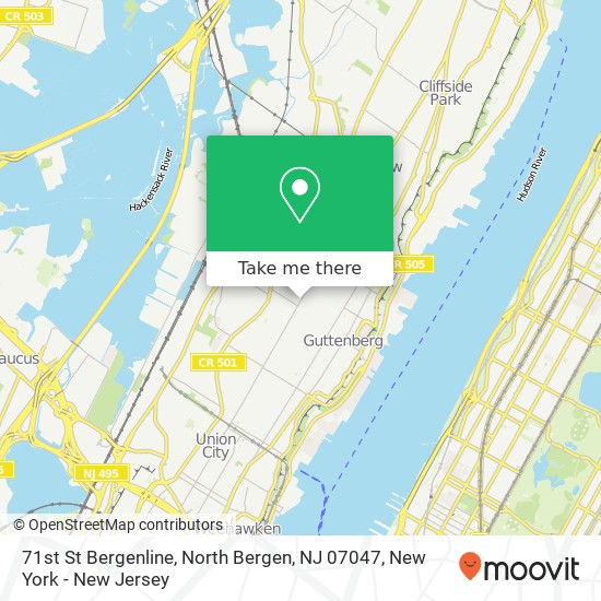 Mapa de 71st St Bergenline, North Bergen, NJ 07047