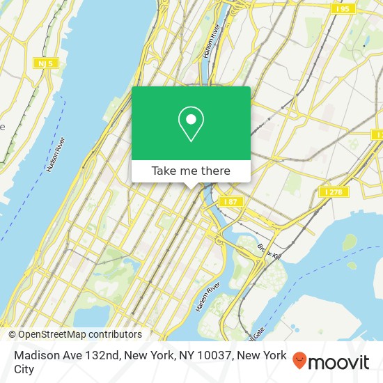Madison Ave 132nd, New York, NY 10037 map
