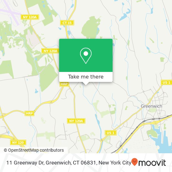 Mapa de 11 Greenway Dr, Greenwich, CT 06831