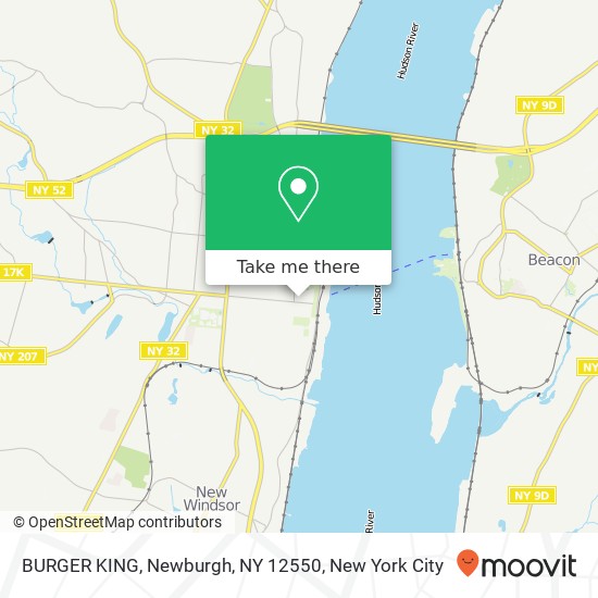 Mapa de BURGER KING, Newburgh, NY 12550