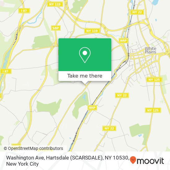 Mapa de Washington Ave, Hartsdale (SCARSDALE), NY 10530