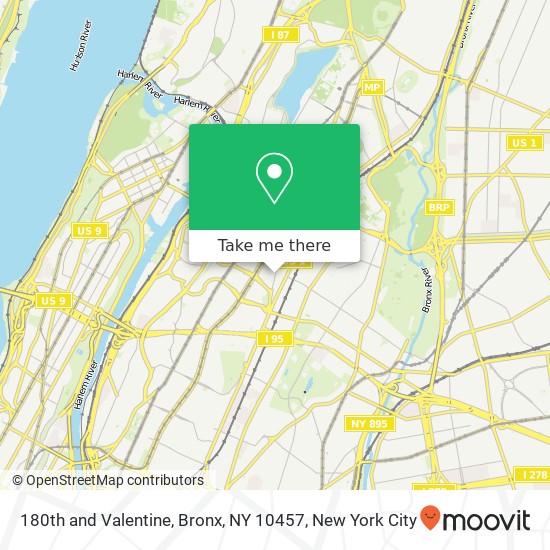 180th and Valentine, Bronx, NY 10457 map
