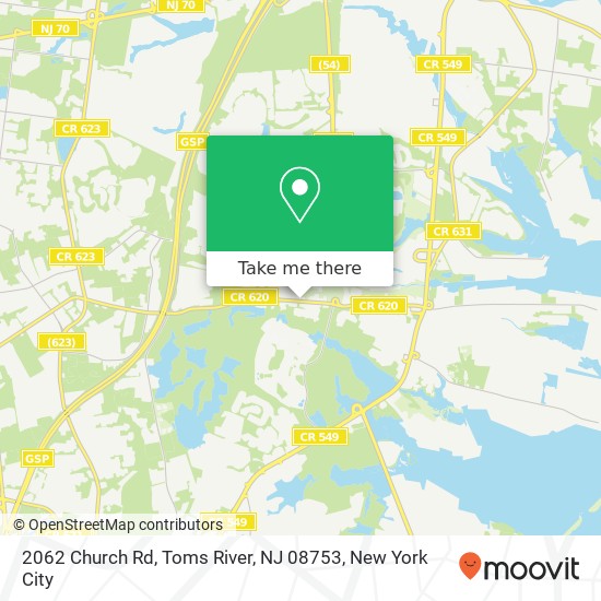 Mapa de 2062 Church Rd, Toms River, NJ 08753