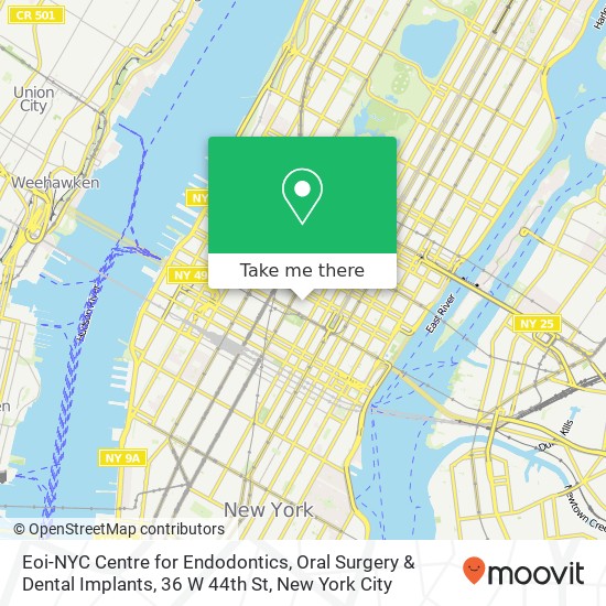 Mapa de Eoi-NYC Centre for Endodontics, Oral Surgery & Dental Implants, 36 W 44th St