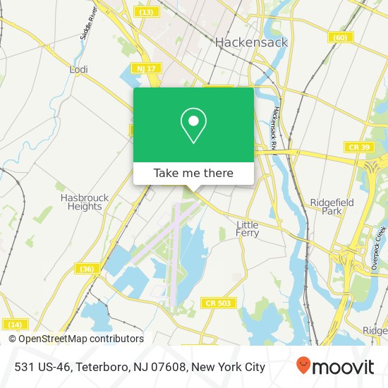 Mapa de 531 US-46, Teterboro, NJ 07608