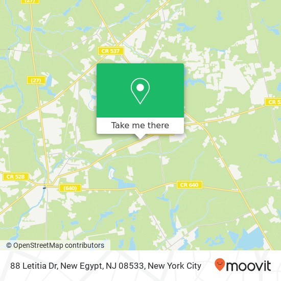 Mapa de 88 Letitia Dr, New Egypt, NJ 08533