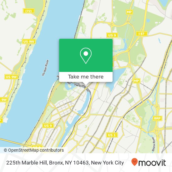 Mapa de 225th Marble Hill, Bronx, NY 10463