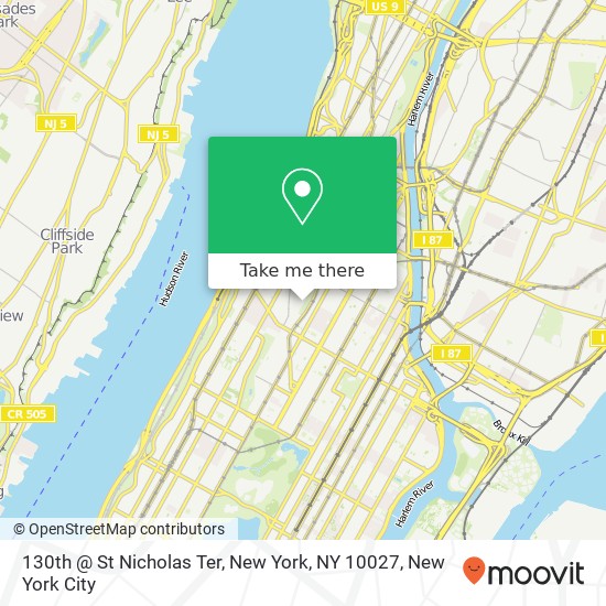 Mapa de 130th @ St Nicholas Ter, New York, NY 10027