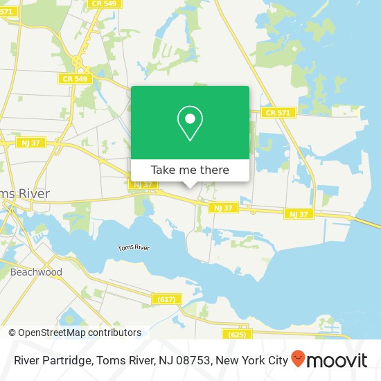 Mapa de River Partridge, Toms River, NJ 08753