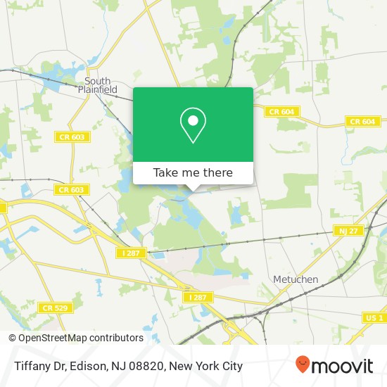 Mapa de Tiffany Dr, Edison, NJ 08820