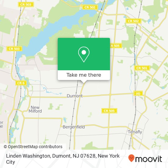 Mapa de Linden Washington, Dumont, NJ 07628