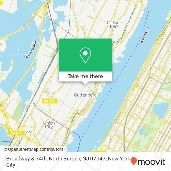 Broadway & 74th, North Bergen, NJ 07047 map