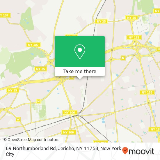Mapa de 69 Northumberland Rd, Jericho, NY 11753