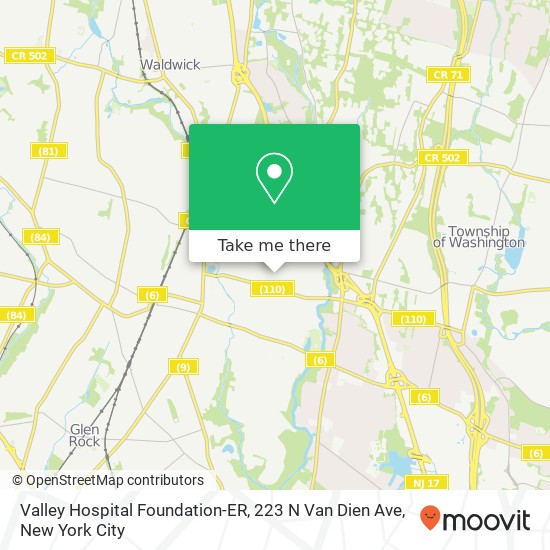 Mapa de Valley Hospital Foundation-ER, 223 N Van Dien Ave