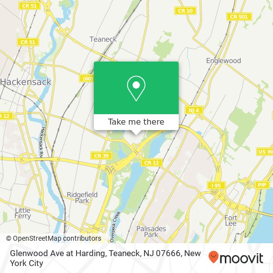 Mapa de Glenwood Ave at Harding, Teaneck, NJ 07666