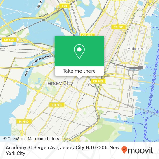 Mapa de Academy St Bergen Ave, Jersey City, NJ 07306