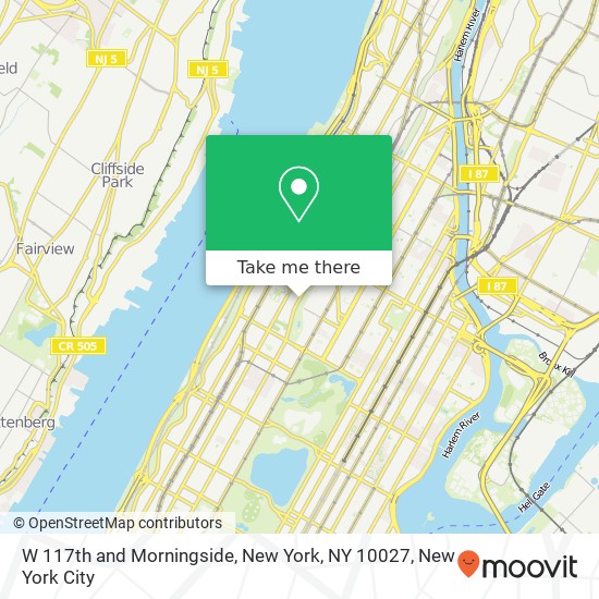 Mapa de W 117th and Morningside, New York, NY 10027